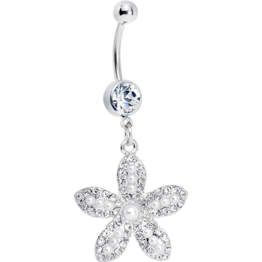 Faux Pearl Flower Belly Ring