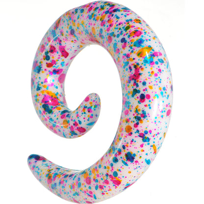 00G Acrylic Rainbow Bubblegum Spatter Spiral Taper