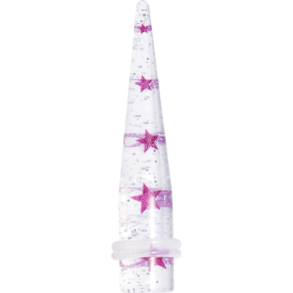 00G Clear Acrylic Glitter Purple Star Confetti Taper