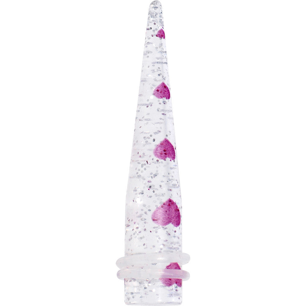 00G Clear Acrylic Glitter Purple Heart Confetti Taper