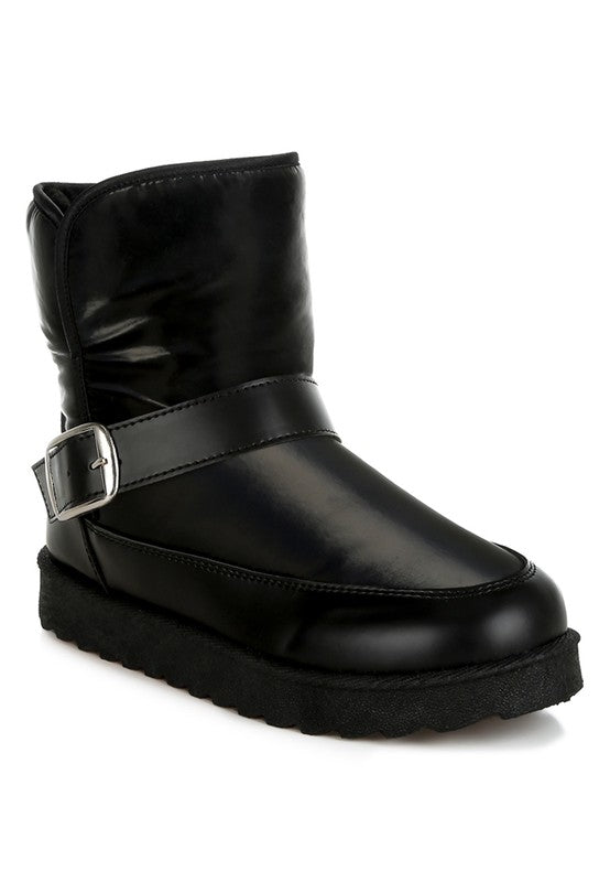Jammy Buckle Strap Puffy Ankle Boots