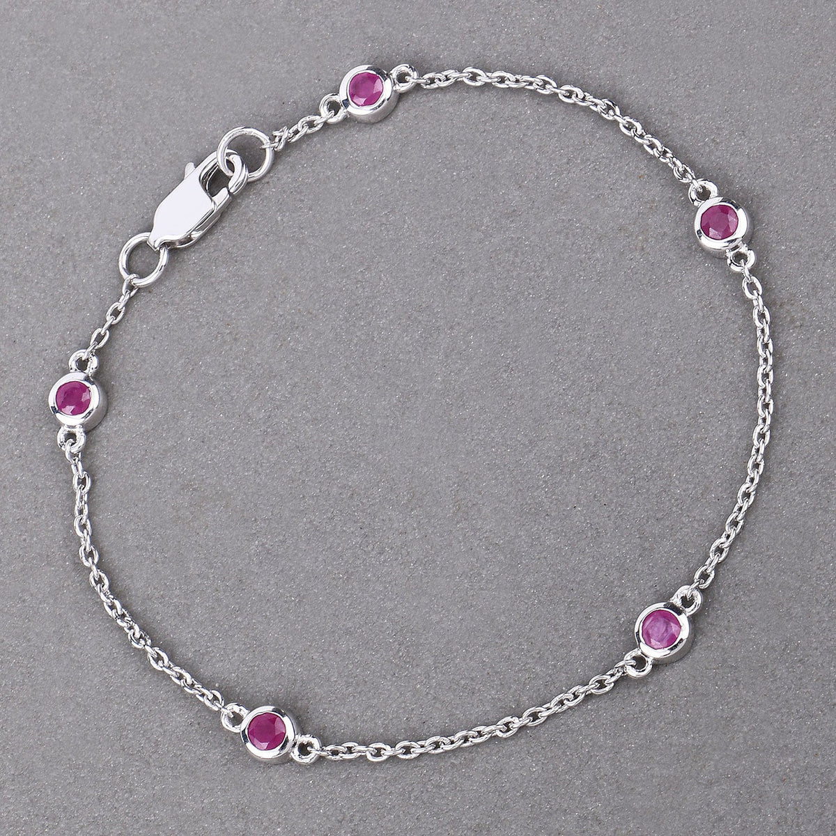 0.65 Carat Genuine Ruby .925 Sterling Silver Bracelet