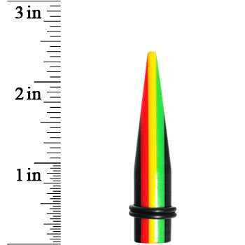 1/2 Acrylic Rasta Stripes Straight Taper