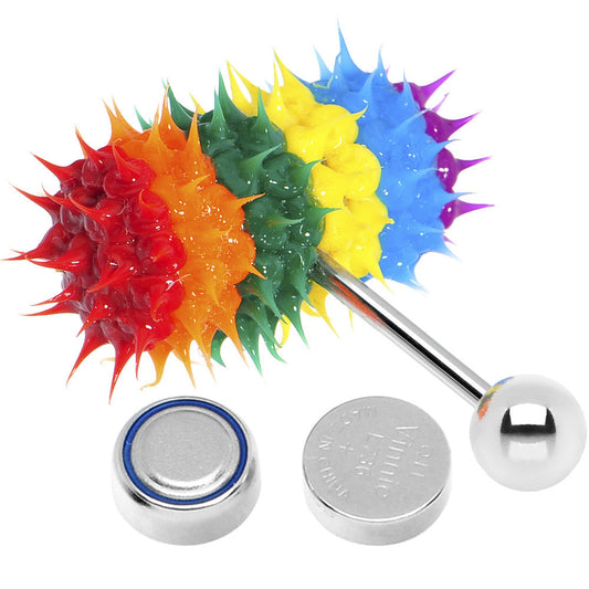 Rainbow Siicone Spike Thrasher LIX Vibrating Tongue Ring