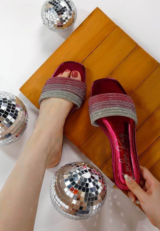 Chrisy Rhinestone Strap Slip On Flats