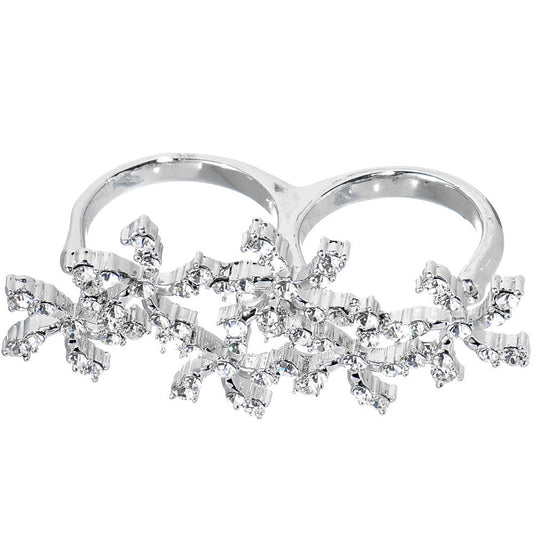 Crystalline Star Spangled Double Finger Ring