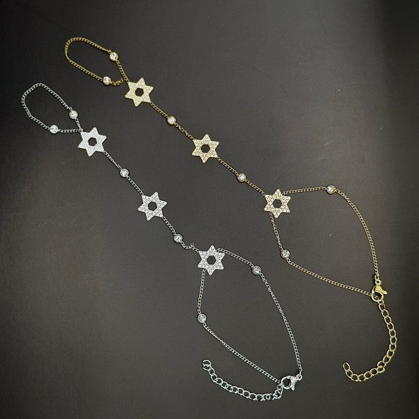 Dazzling Star of David Hand Chain Bracelet