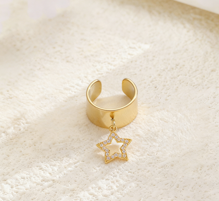 French Vintage Star & Heart Stainless Steel Ring