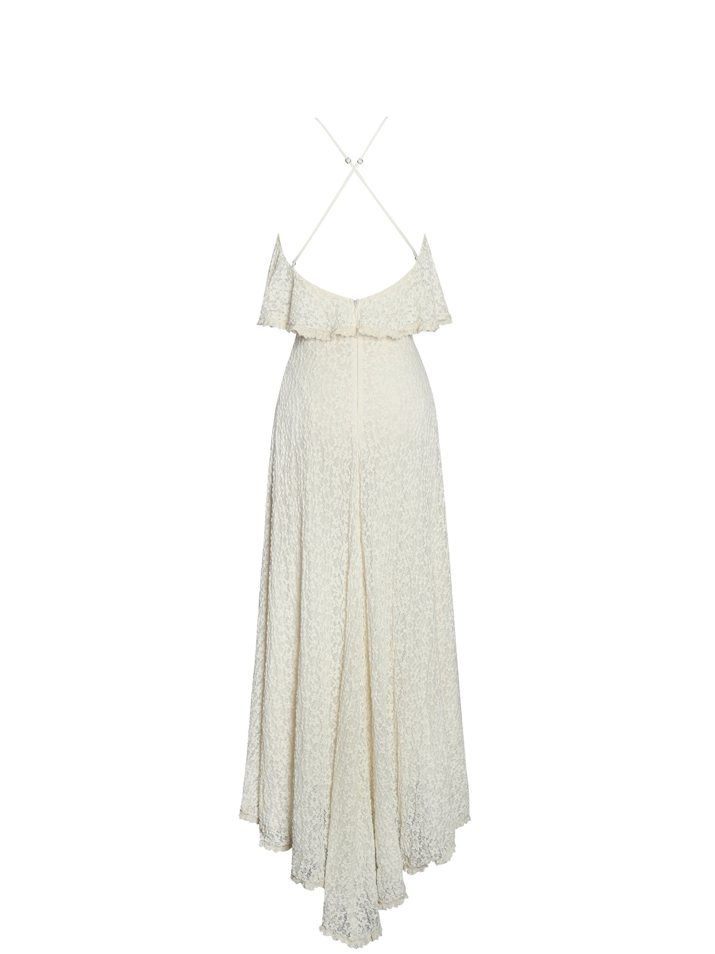 Idra Lace Trim Sleeveless Crochet Midi Trailing Dress