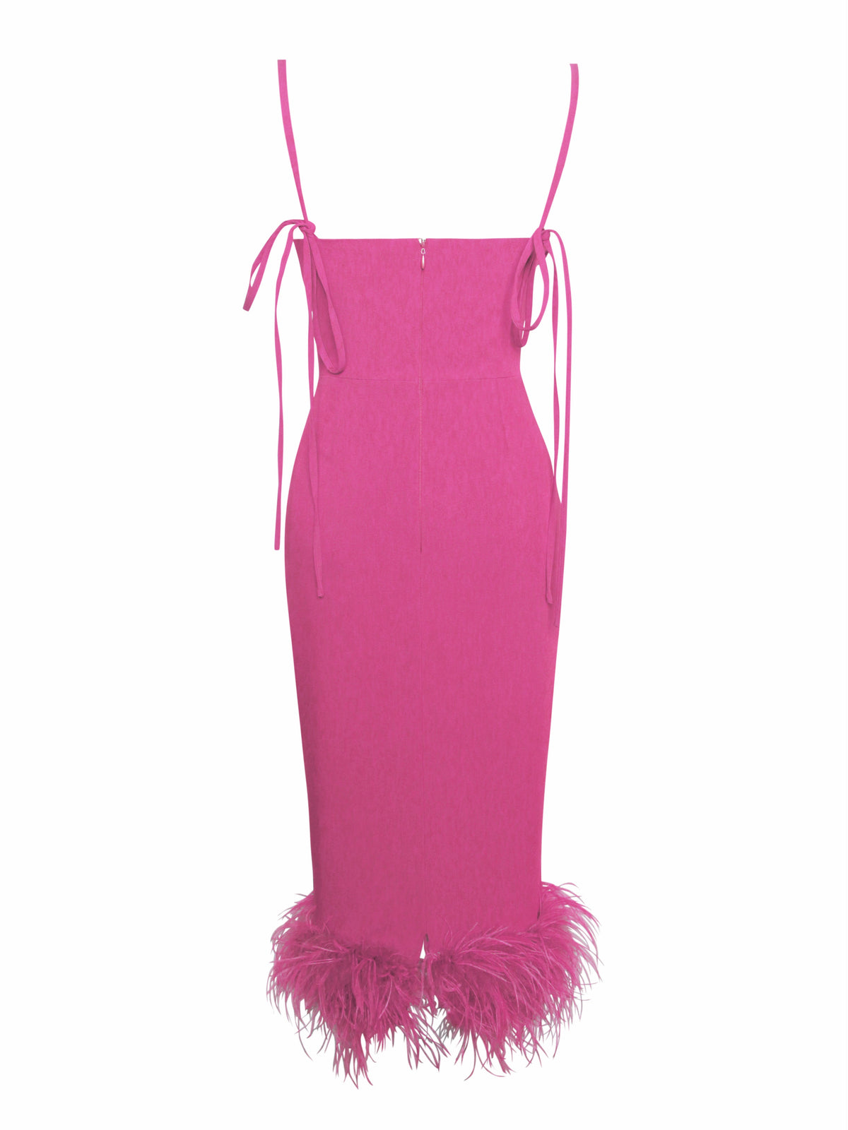 BBC Fiona Fuchsia Feather Trim Bottom Maxi Dress