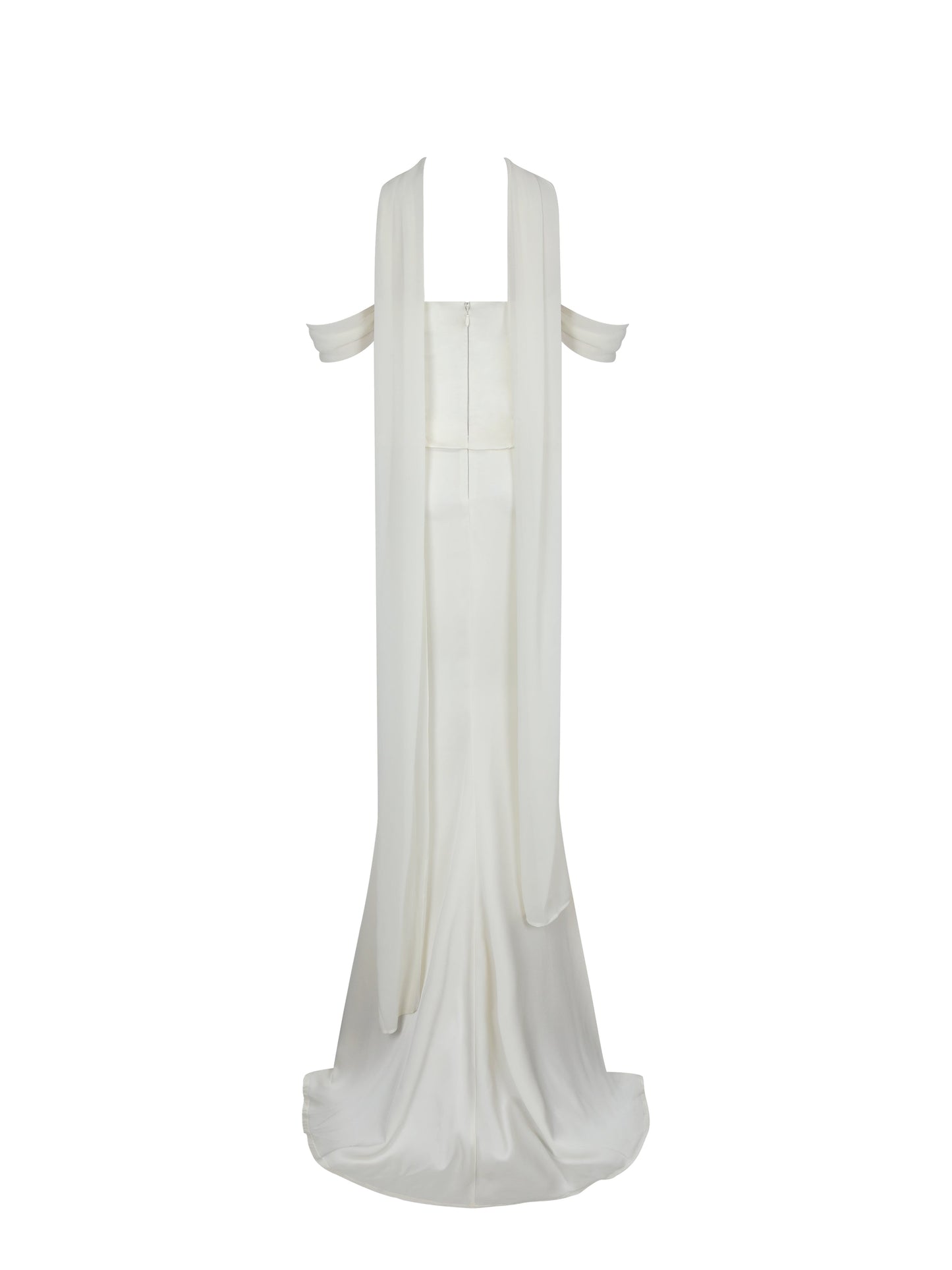 Jessalyn Ivory Sweetheart Peplum Mermaid Wedding Dress with Chiffon Scarf