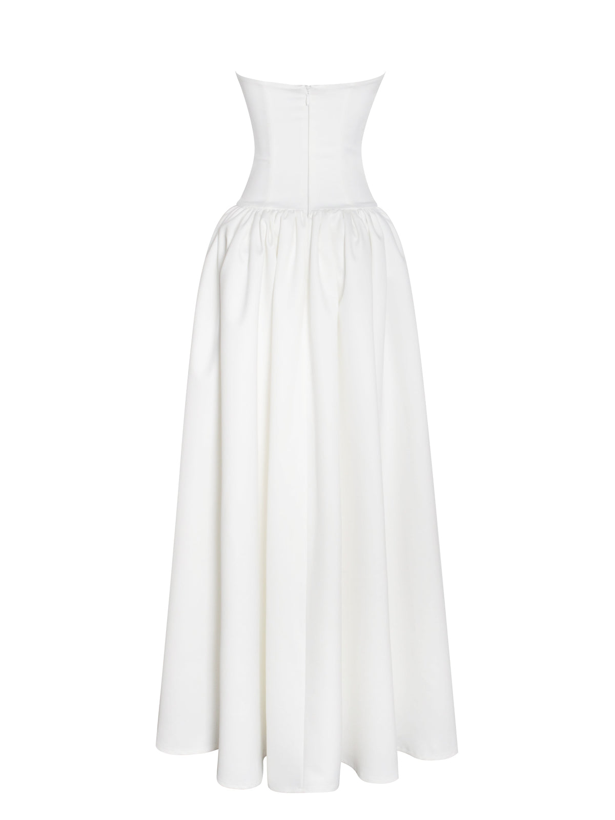 Umay White Drop Waist Satin Corset Bridal Gown