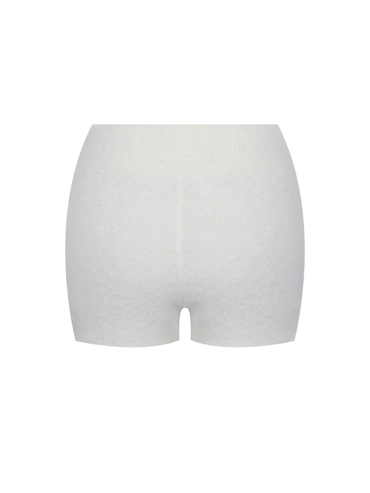 Sera White Wool-Blend Ribbed Knit Mini Shorts