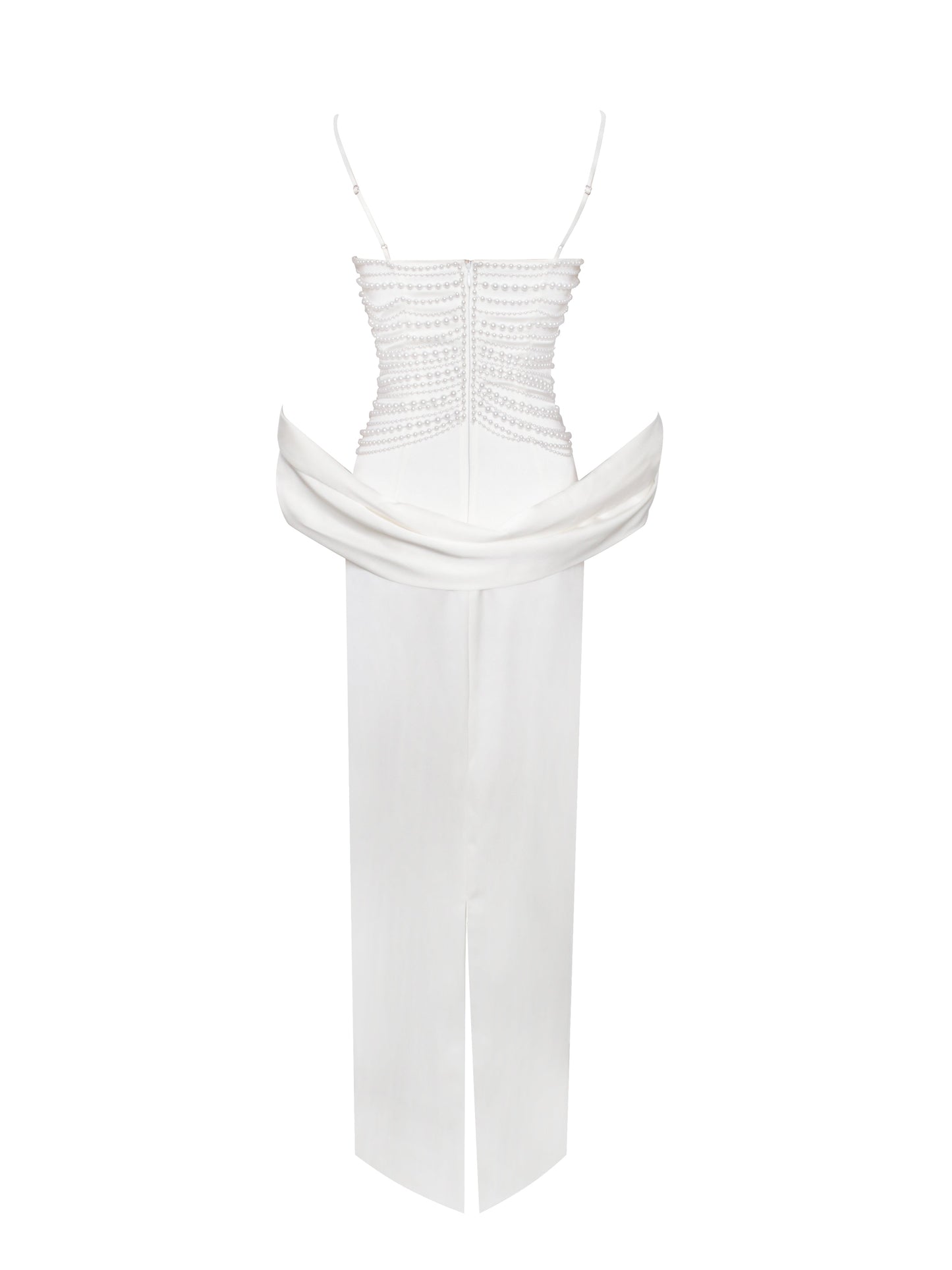Karmen Pearl Top Pencil Slip Gown with Scarf