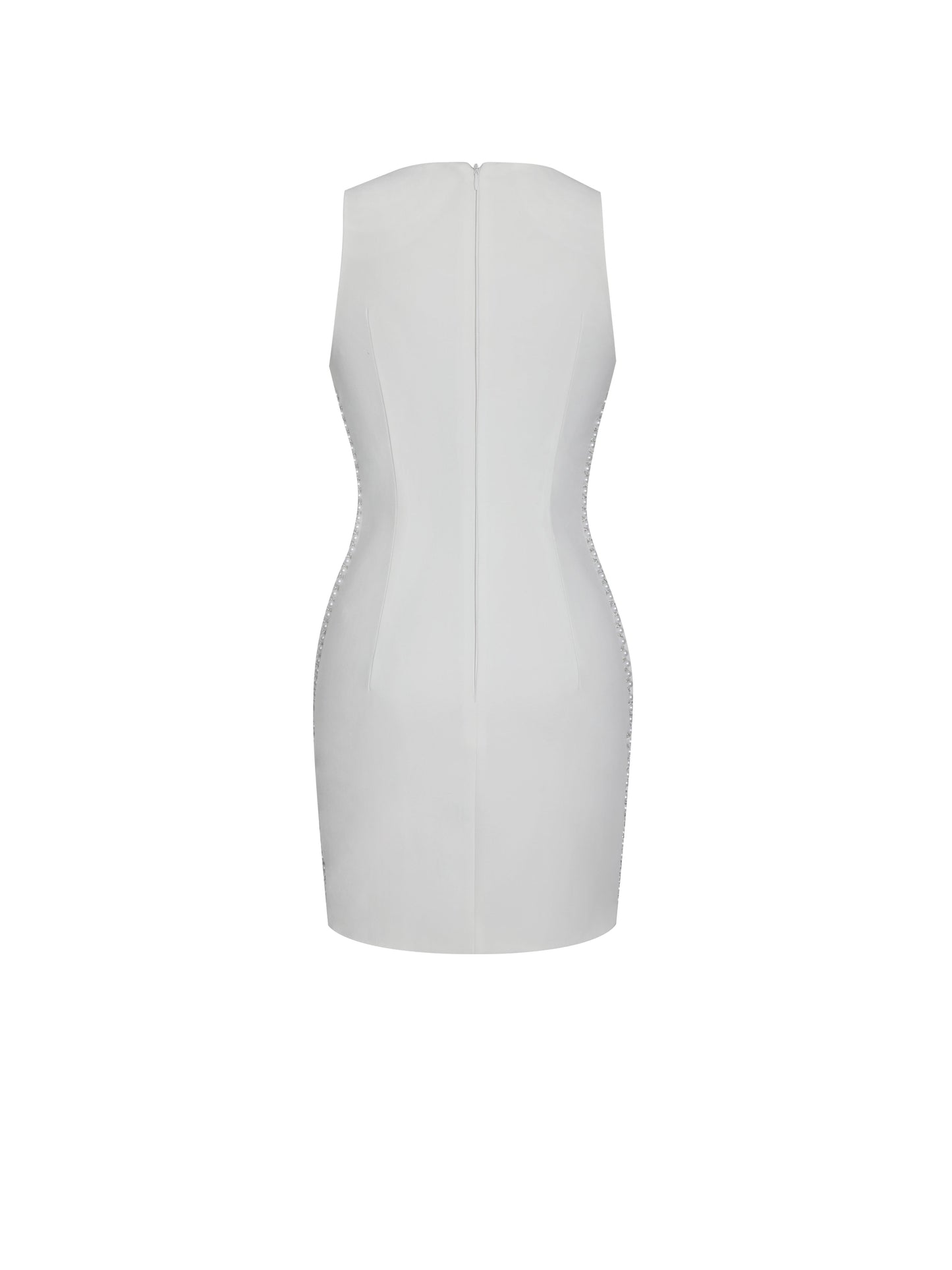 Iliana White Pearl Chain Embellished Midi Dress