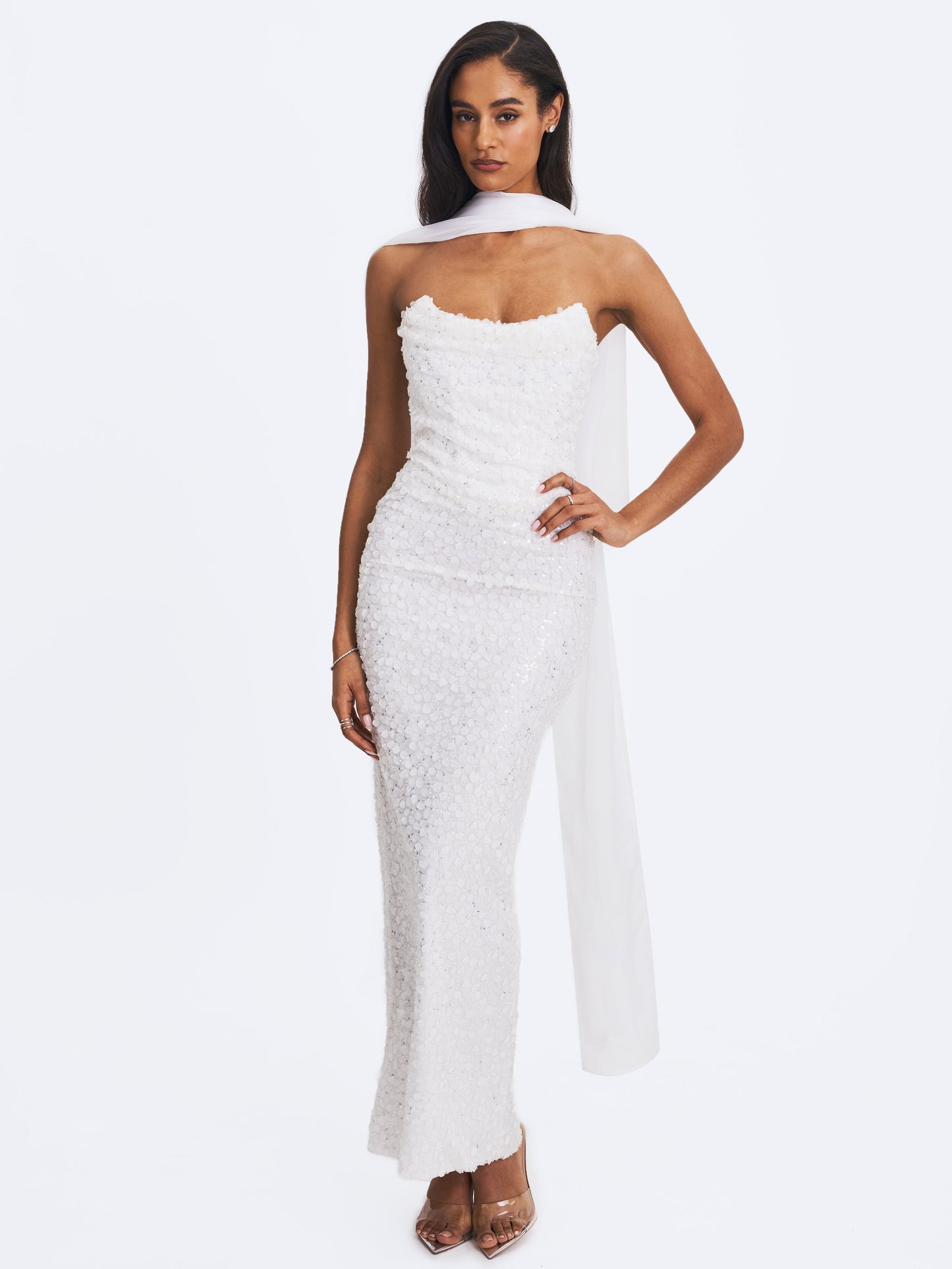 Jaycee White Chiffon Scarf