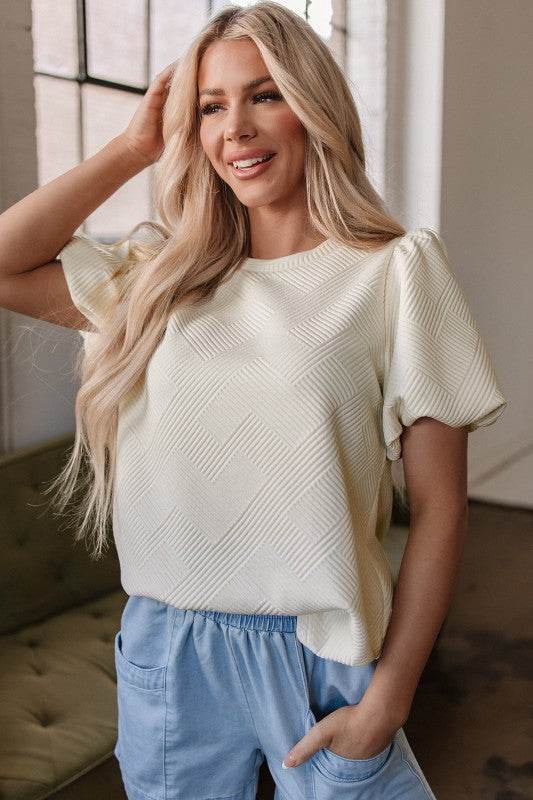 Aliya Textured Puff Sleeve Top