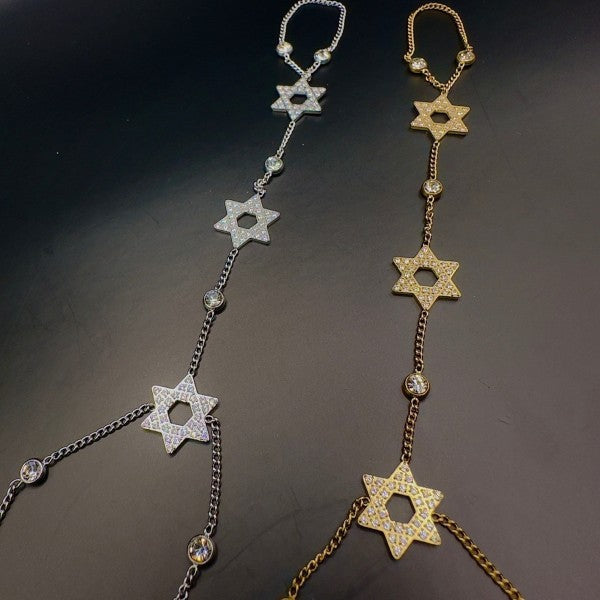 Dazzling Star of David Hand Chain Bracelet