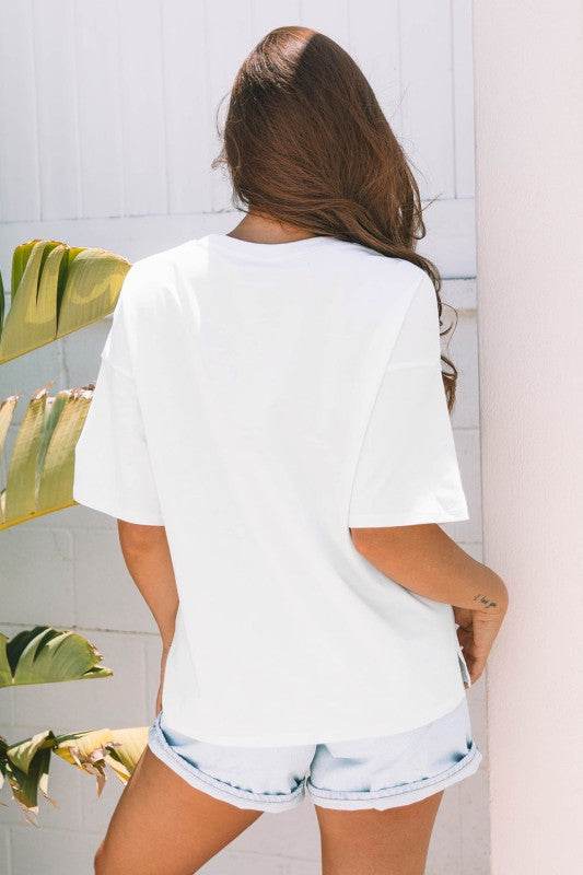 Lisa Layered Star Patched Half Sleeve Loose Top