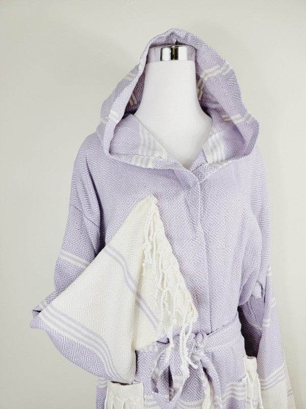 Unisex Robe, Beach or spa Robe with pockets - Lila
