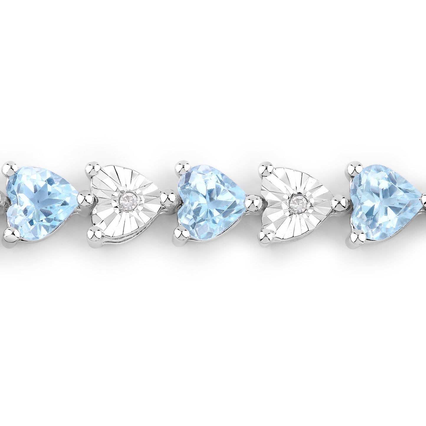 7.64 Carat Genuine Blue Topaz and White Diamond .925 Sterling Silver Bracelet