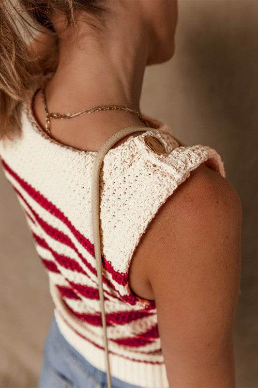 Robin Textured Knit Ribbed Hem Sweater Tank Top