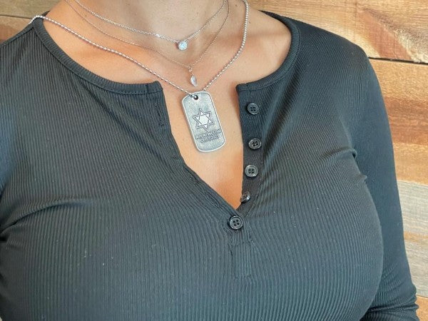 Star of David Military Necklace - Am Israel Chai /