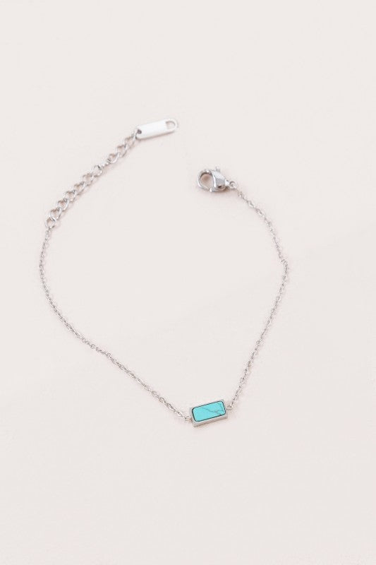 Beaming Bar Stone Bracelet | Silver