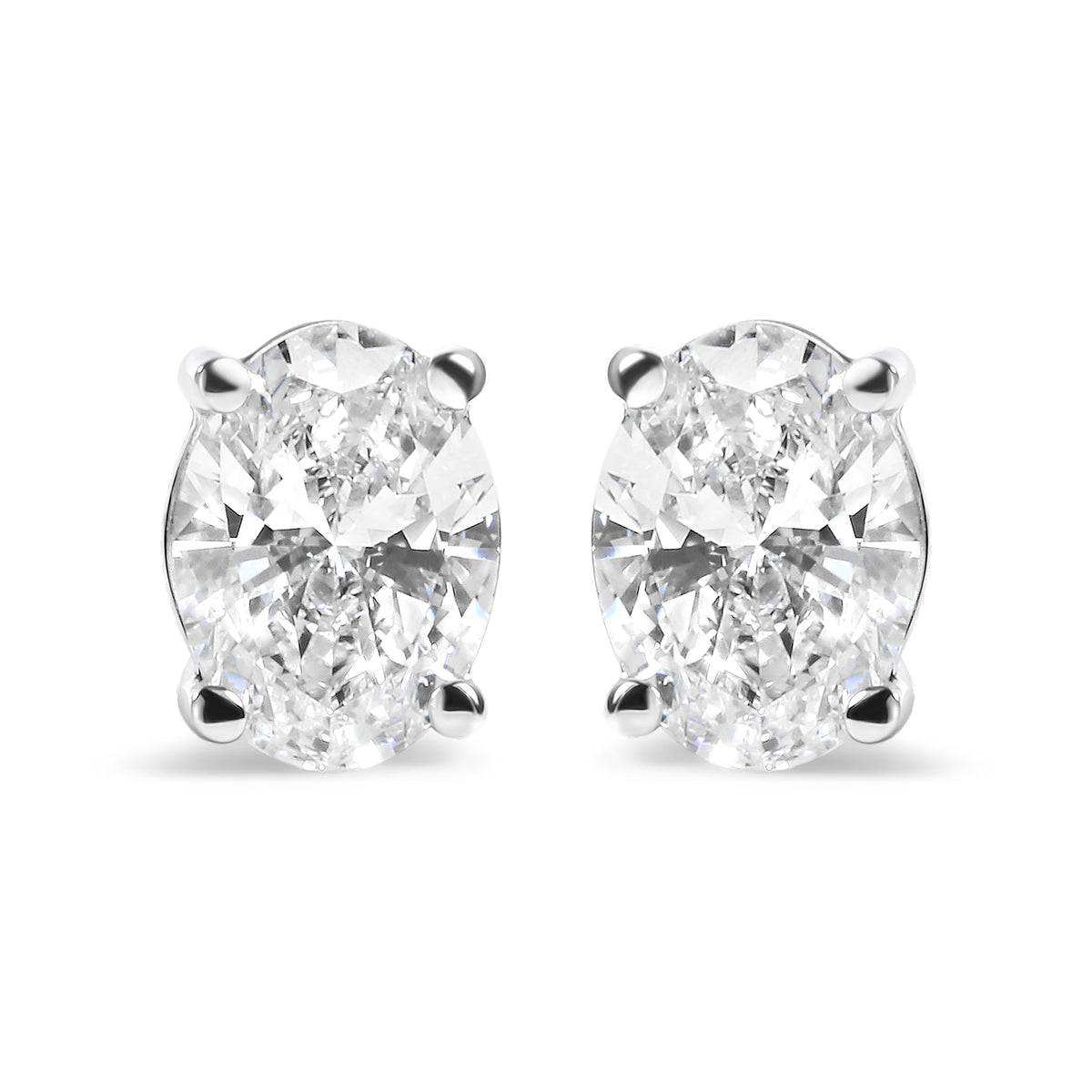 14K White Gold 3/4 Cttw Oval Shape Lab Grown Diamond Solitaire Stud Earrings (F-G Color, VS1-VS2 Clarity)