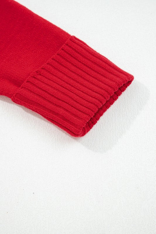 Solid Collared V-Neck Ribbed Edge Sweater