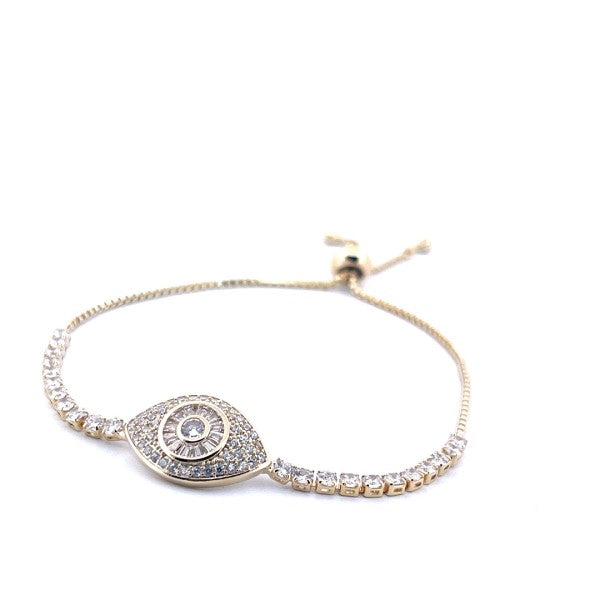 18K Gold Plated Evil Eye Tennis Bracelet with Whit