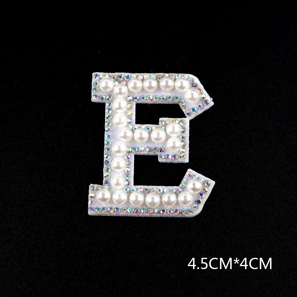 Pearl Rhinestone Cloth Sticker-Letter A-White-2 Pack