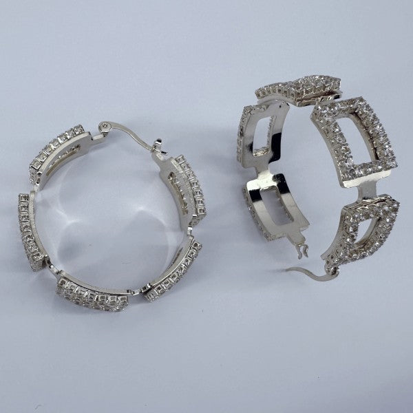 40mm Hoop Earrings Rectangle full of Rhinestones