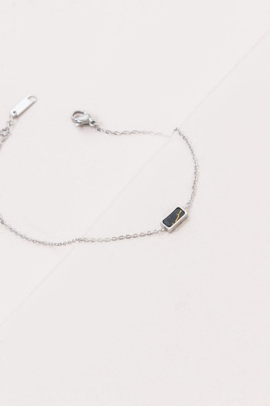 Beaming Bar Stone Bracelet | Silver