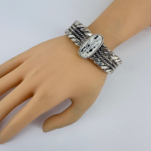 White Turquoise Stone Stretchable Bracelet