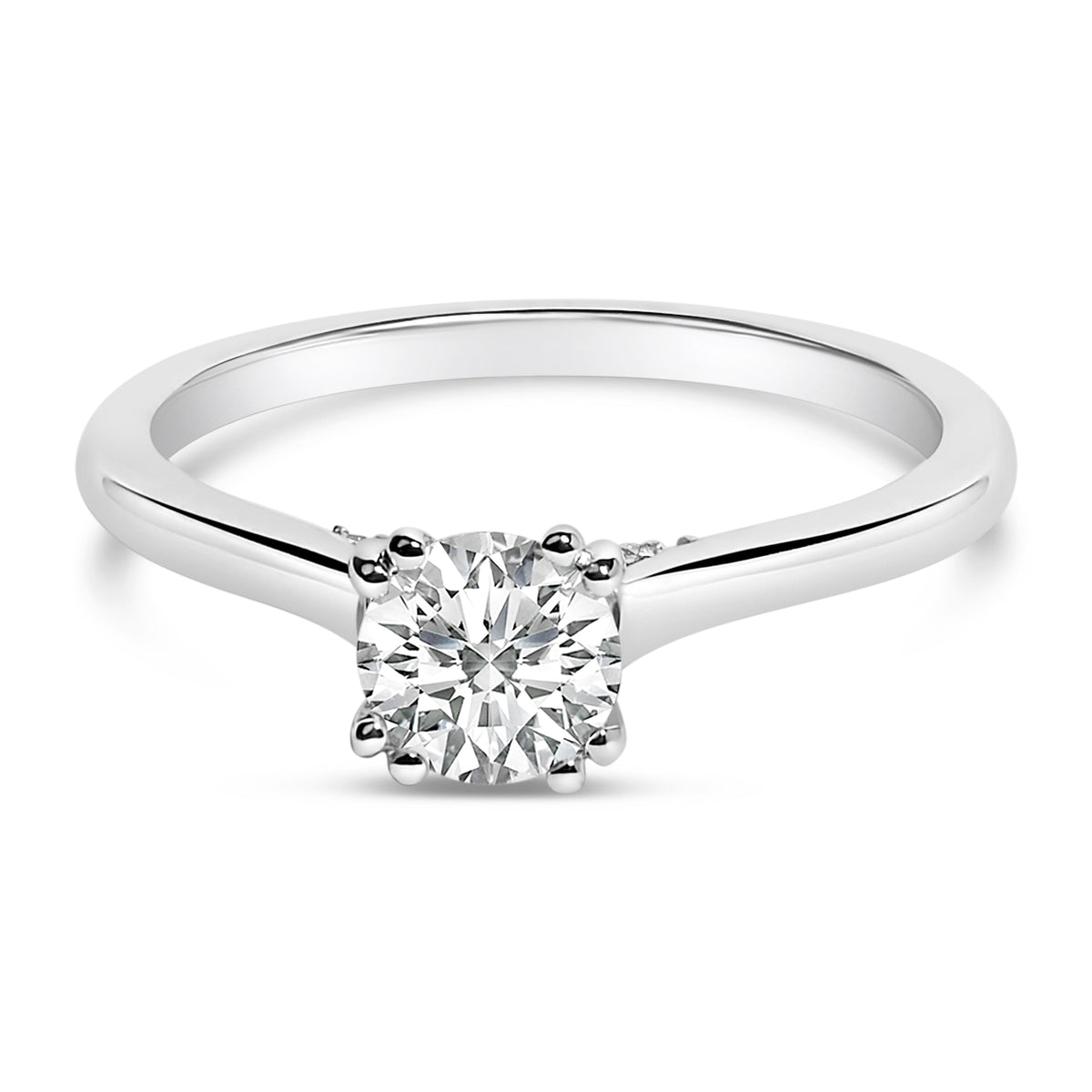 14K White Gold 7/8 Cttw Lab Grown Diamond Solitaire Cathedral Style Engagement Ring (F-G Color, VS1-VS2 Clarity) - Size 5