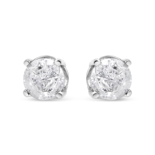 14K White Gold 3/4 Cttw Lab Grown Diamond 4-Prong Classic Stud Earrings (F-G Color, VS2-SI1 Clarity)