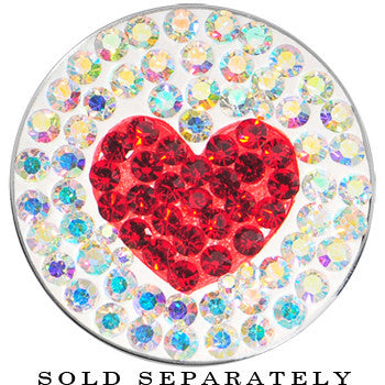 18mm Stainless Steel Aurora Gem Red Heart Screw Fit Plug