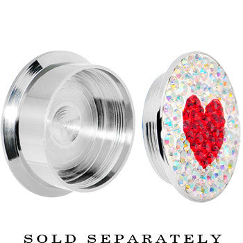 7/8 Stainless Steel Aurora Gem Red Heart Screw Fit Plug