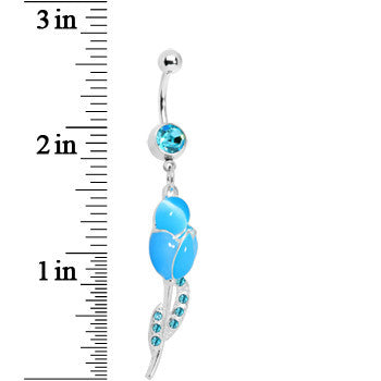 Aqua Gem Tulip Globe Flower Belly Ring
