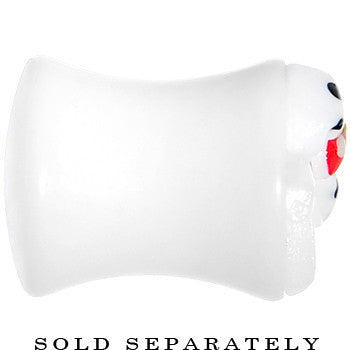 0G White Acrylic Berry Polka Dot Bow Saddle Plug