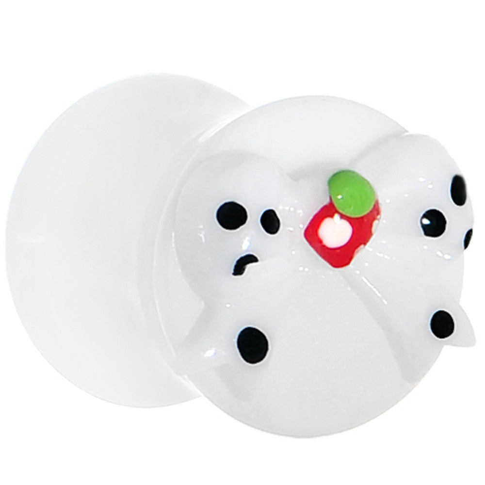 0G White Acrylic Berry Polka Dot Bow Saddle Plug