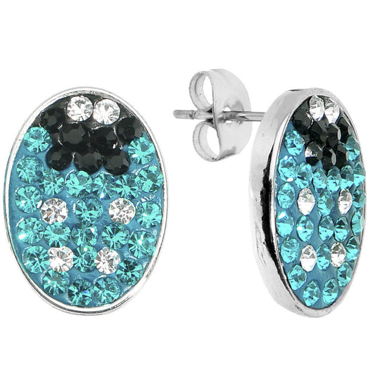 Ferido Crystal Blue Ladybug Stud Earrings