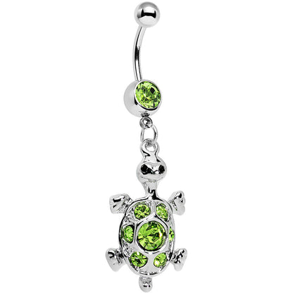 Green Gem Turtle Belly Ring