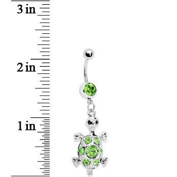Green Gem Turtle Belly Ring