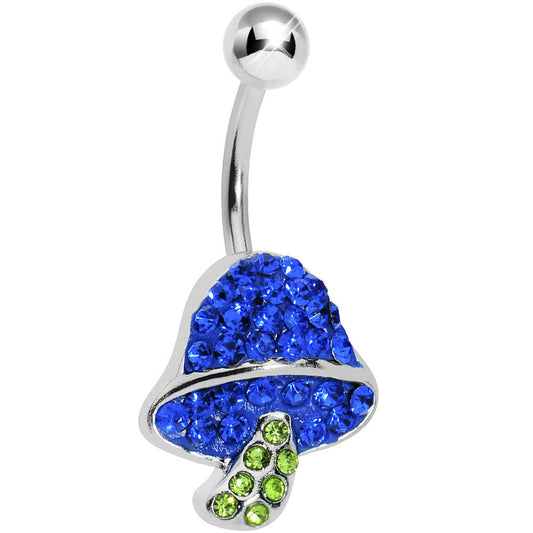 Green Blue Gem Paved Mushroom Belly Ring