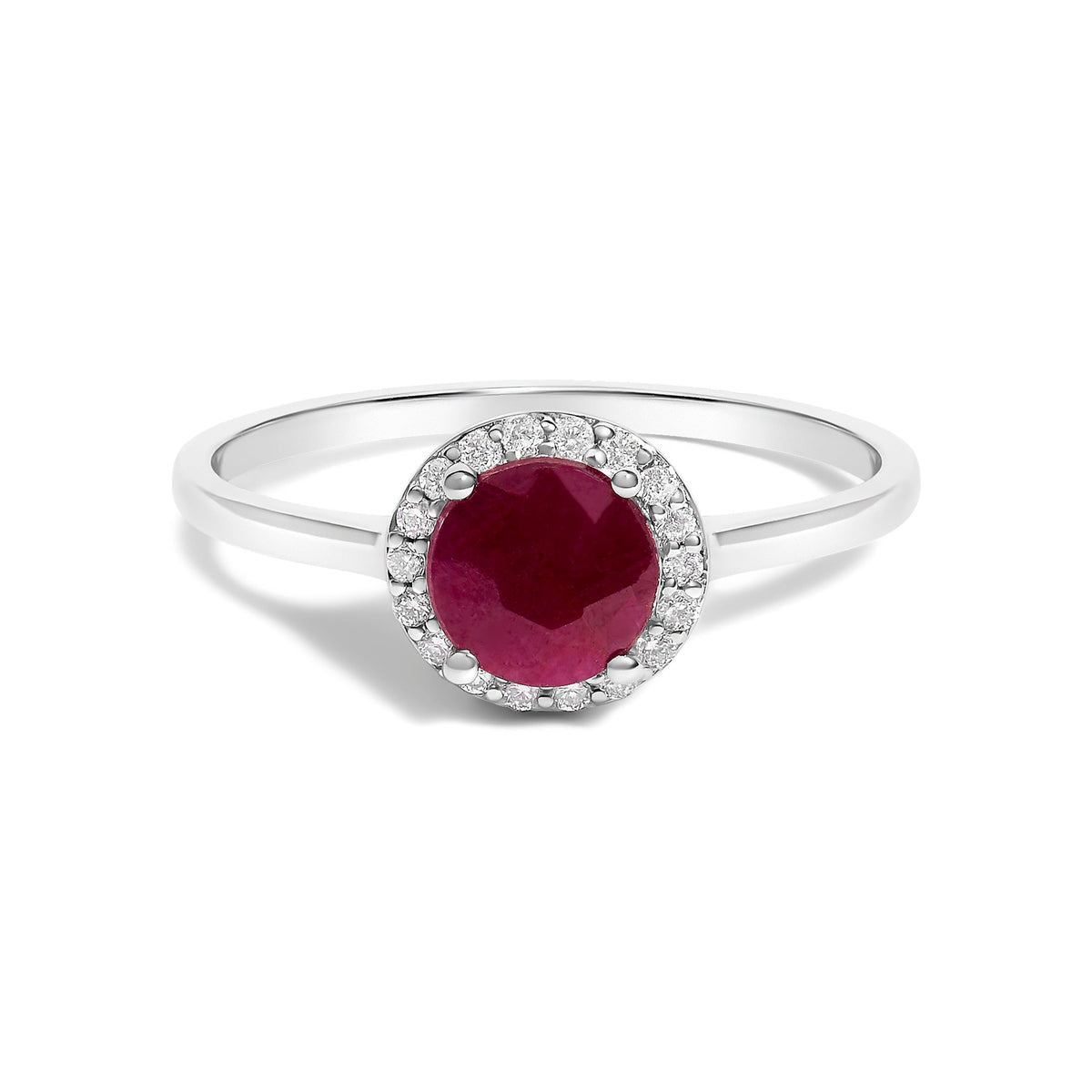 10K White Gold Purple Amethyst and 1/10 Cttw Diamond Halo Ring