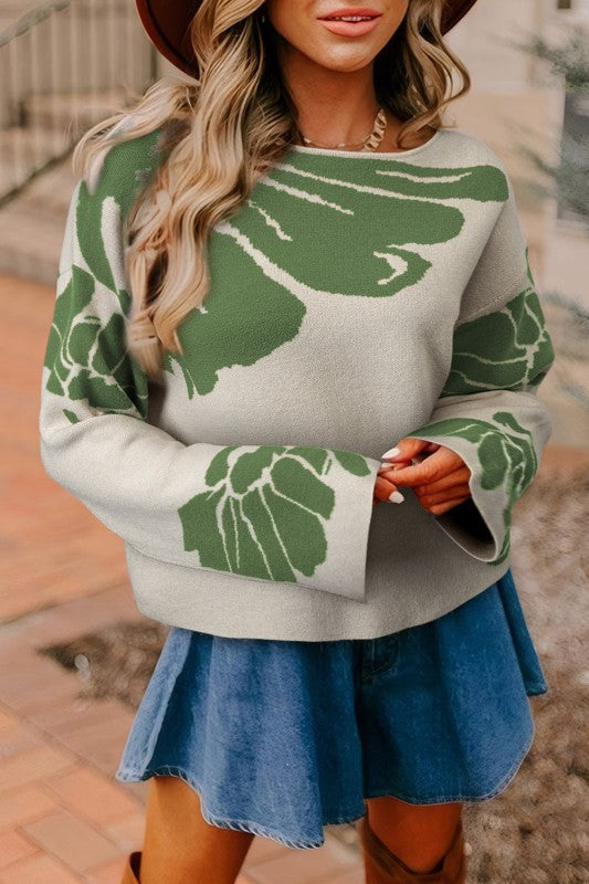 Floral Wide Sleeve Sweater