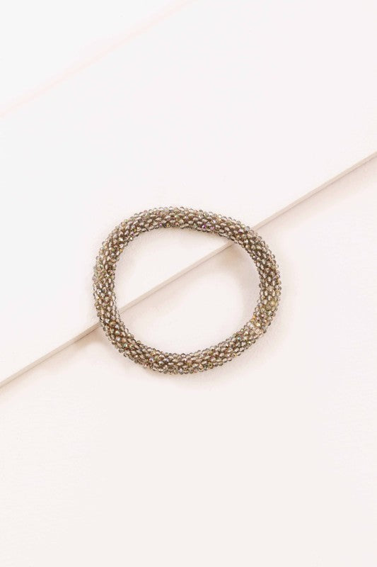 Thin Beaded Rope Bracelet | Speckled Brown