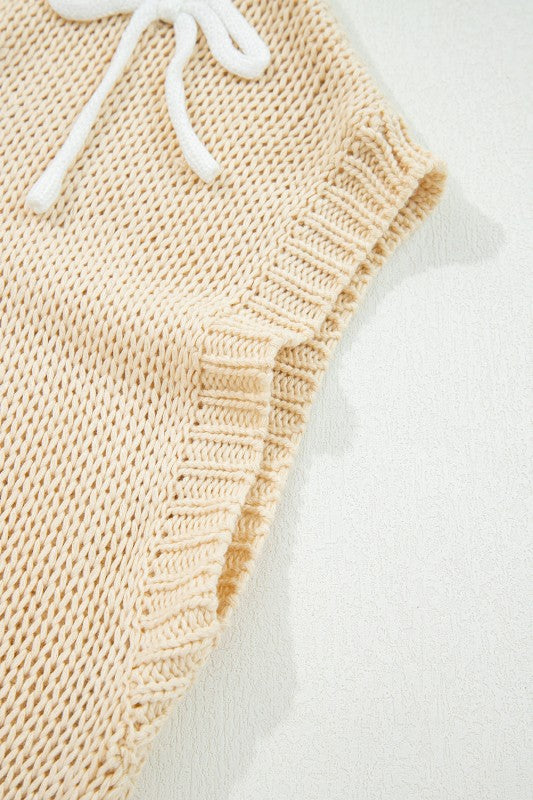 Solid Bow Applique Cap Sleeve Sweater